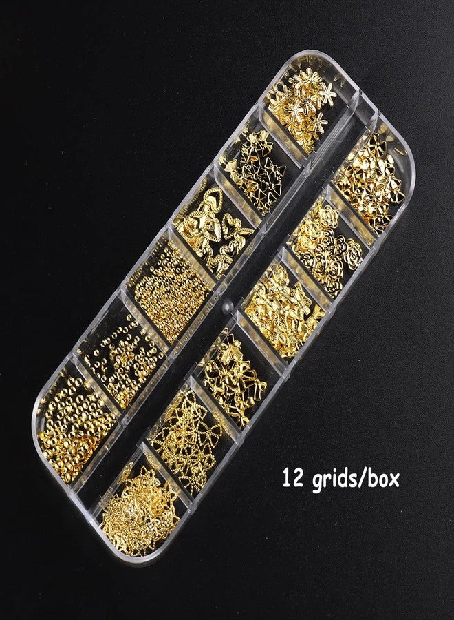Fcozpjk 3D Nail Charms - Metal Rivets, Ribbons, Rose Flowers, Rhinestones, Gold & Silver Beads - Image 2